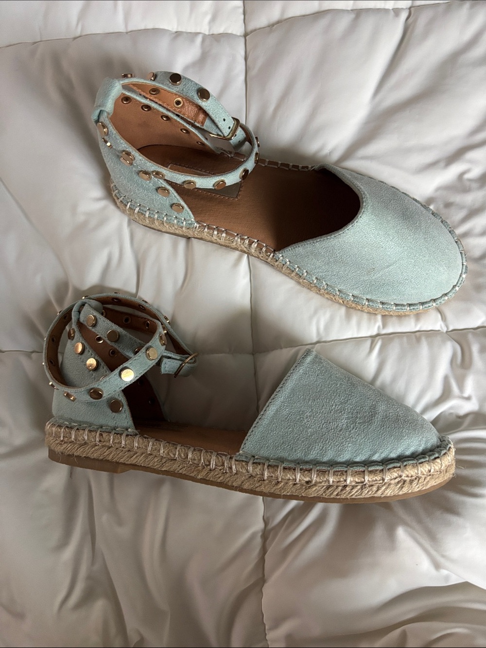 Cafènoir Espadrille in Aqua Marine Ankle-Strap Flats